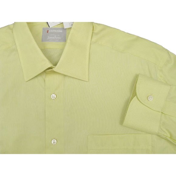 NEW $375 Lorenzini Dress Shirt! 15 1/2e 39 (Medium)Greenish YellowStriped